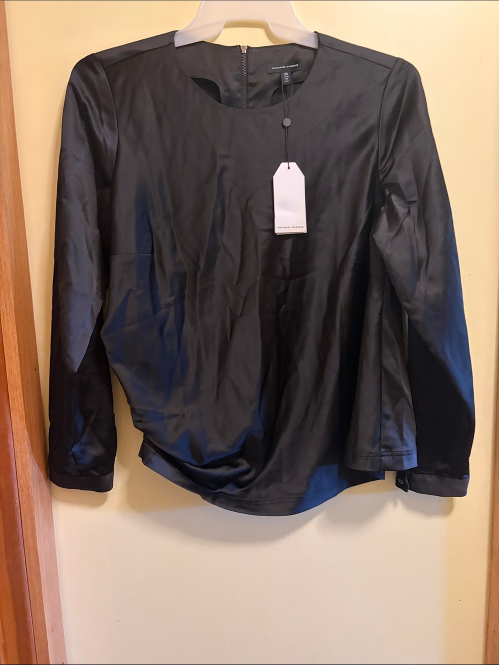 Universal Standard Black Satin Top with Branded Hang Tag